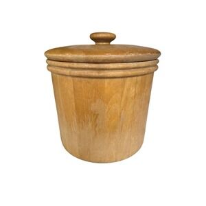 Vintage Rare 1970s Solid Beechwood Ice Bucket Plastic Liner Thailand